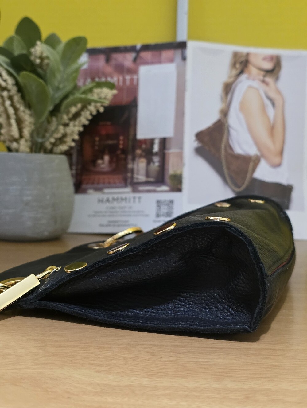 Hammitt Black Leather SM Tony Crossbody Bag with Gold Hardware - Picture 6 of 7